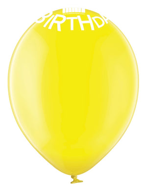 Balloon Ace "Happy Birthday" logo (Belbal) 12" round crystal (7 colour) assorted balloons (14 bag)